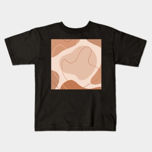 Brown and Beige Neutral Color Geometric Art Shapes and Lines Kids T-Shirt